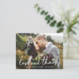 Handgeschriebene Script-Liebe und Danke-Hochzeit Postkarte