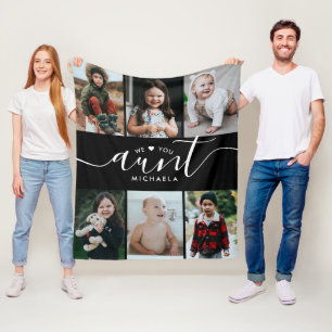 Handgeschriebene Script-Liebe You Aunt (Name) 6-Fo Fleecedecke