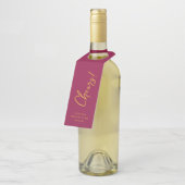 Handgeschriebene Script-Rose und Gold Holiday Chee Flaschenanhänger (Angewinkelt)