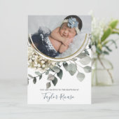 Handgeschriebene Script Typografie Wreath Baptisse Einladung (Stehend Vorderseite)