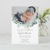 Handgeschriebene Script Typografie Wreath Baptisse Einladung (Stehend Vorderseite)