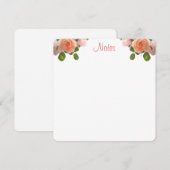 Handgeschriebene Script-Watercolor-Rose Mitteilungskarte (Vorne/Hinten)