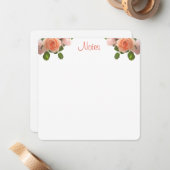 Handgeschriebene Script-Watercolor-Rose Mitteilungskarte (Vorderseite/Rückseite Beispiel)