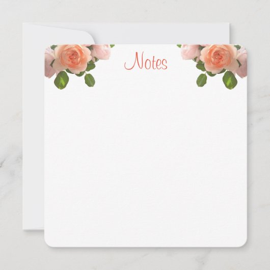 Handgeschriebene Script-Watercolor-Rose Mitteilungskarte (Vorderseite)