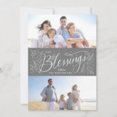 Handgeschriebene Segnungen 2 Foto Feiertagskarte (Vorderseite)