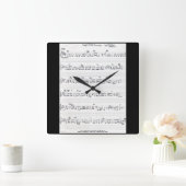 Handgeschriebene Sheet Music Square Wanduhr (Zuhause)