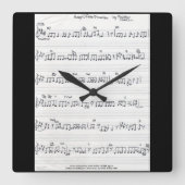 Handgeschriebene Sheet Music Square Wanduhr (Vorderseite)
