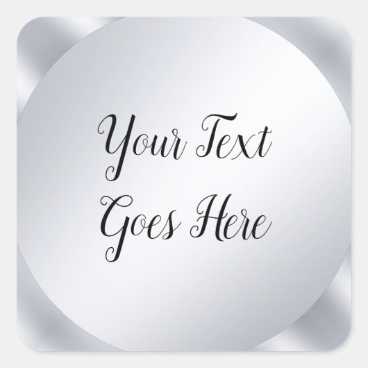 Handgeschriebene Silver Look Elegante Skriptvorlag Quadratischer Aufkleber (Vorderseite)