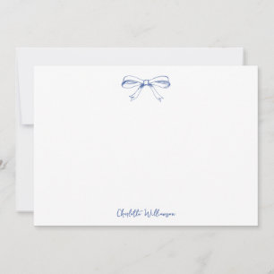 Handgeschriebene Skript Coquette Schleife Blaue Br Dankeskarte