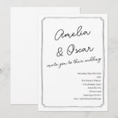 Handgeschriebene Skript-Gekritzel-Rahmen Hochzeit Einladung (Vorne/Hinten)
