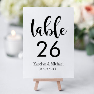 Handgeschriebene Skript-Hochzeitstisch-Nummernkart Einladung