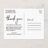 Handgeschriebene Skript-Liebe und Dankeschön-Hochz Postkarte (Rückseite)