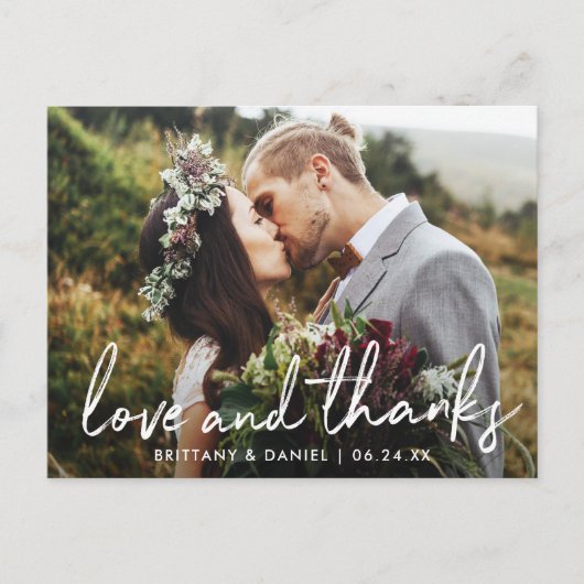 Handgeschriebene Skript-Liebe und Dankeschön-Hochz Postkarte (Vorderseite)