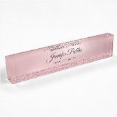 Handgeschriebene Skript-Rose Gold Glitzer Klasse M Namensplakette