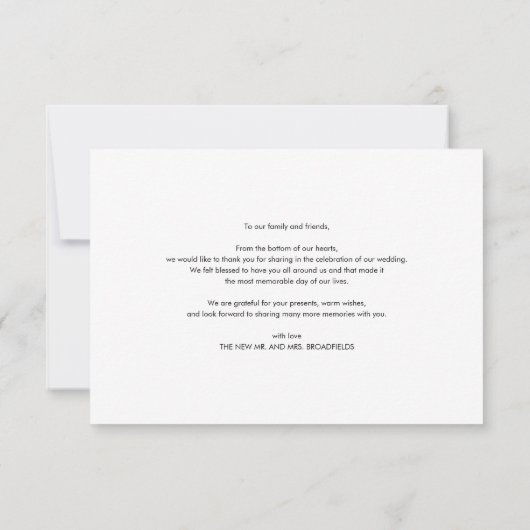 Handgeschriebene Skripteinsätze in Foto Dankeskarte (Rückseite)