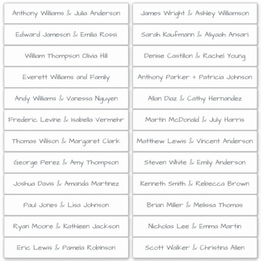 Handgeschriebene SkriptGästennamen Labels White (Vorderseite)