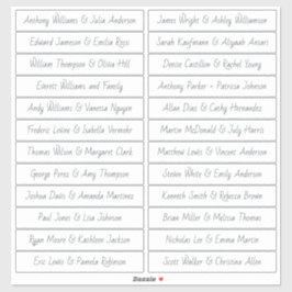 Handgeschriebene SkriptGästennamen Labels White