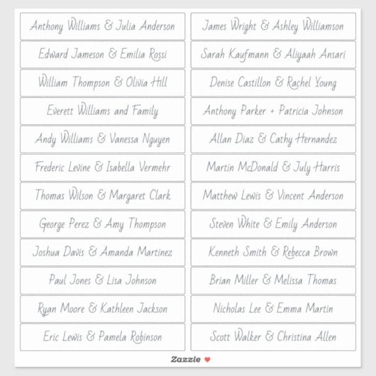 Handgeschriebene SkriptGästennamen Labels White (Blatt)