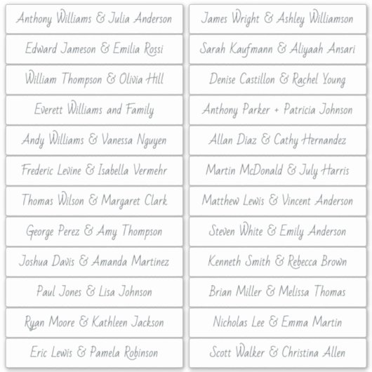 Handgeschriebene SkriptGästennamen Labels White (Vorderseite)