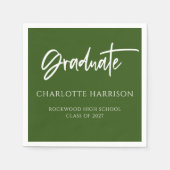 Handgeschriebene Skriptgrüne Graduierungspartei Serviette (Vorderseite)