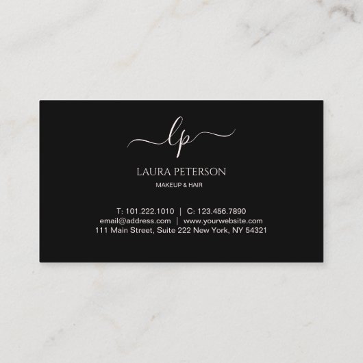 Handgeschriebene Skriptkalligraphie des Visitenkarte (Rückseite)