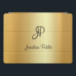 Handgeschriebene Skriptmonogramm-Elegante-Gold-Vor iPad Pro Hülle<br><div class="desc">Handgeschriebenes Script Monogram Elegant Gold Template Moderne iPad Pro Cover,  iPad Hüllen & Covers.</div>