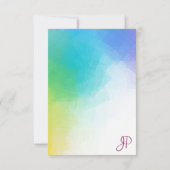 Handgeschriebene Skriptmonogramm-Rainbow-Farben Mitteilungskarte (Rückseite)