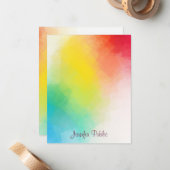 Handgeschriebene Skriptmonogramm-Rainbow-Farben Mitteilungskarte (Vorderseite/Rückseite Beispiel)