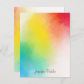 Handgeschriebene Skriptmonogramm-Rainbow-Farben Mitteilungskarte (Vorne/Hinten)
