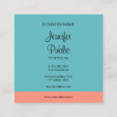 Handgeschriebene Skriptname Trend Colors Modern Quadratische Visitenkarte (Rückseite)