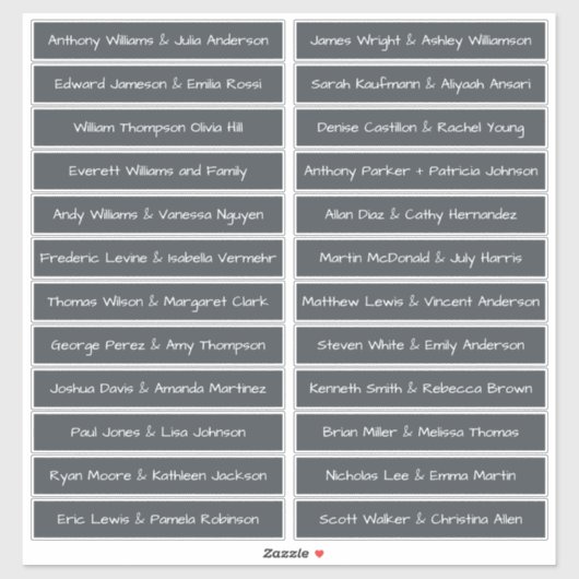 Handgeschriebene Skriptnamen Namen Labels OffBlack (Blatt)