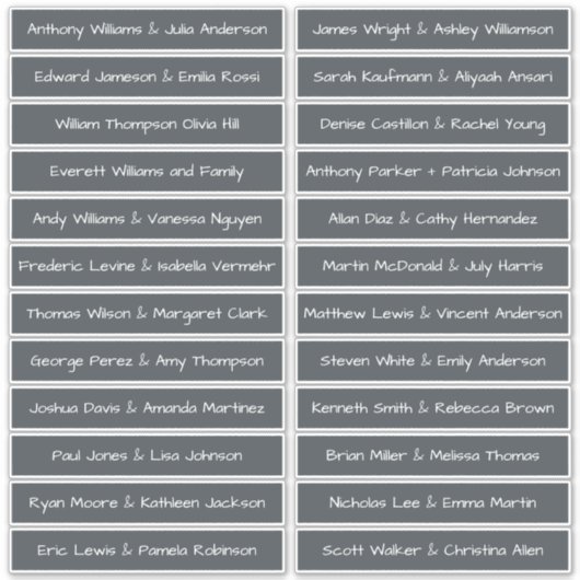 Handgeschriebene Skriptnamen Namen Labels OffBlack (Vorderseite)