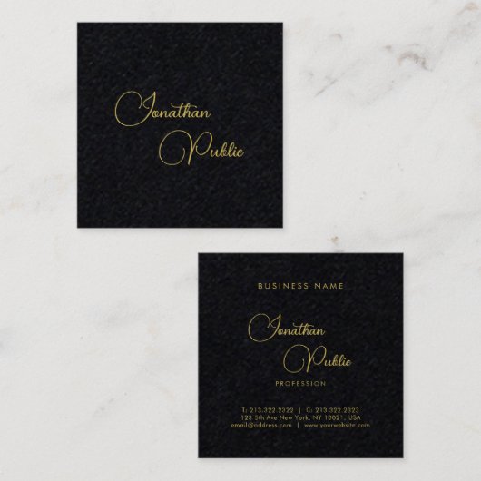 Handgeschriebene Skriptnamensvorlage Premium Schwa Quadratische Visitenkarte (Vorne/Hinten)