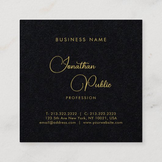 Handgeschriebene Skriptnamensvorlage Premium Schwa Quadratische Visitenkarte (Rückseite)