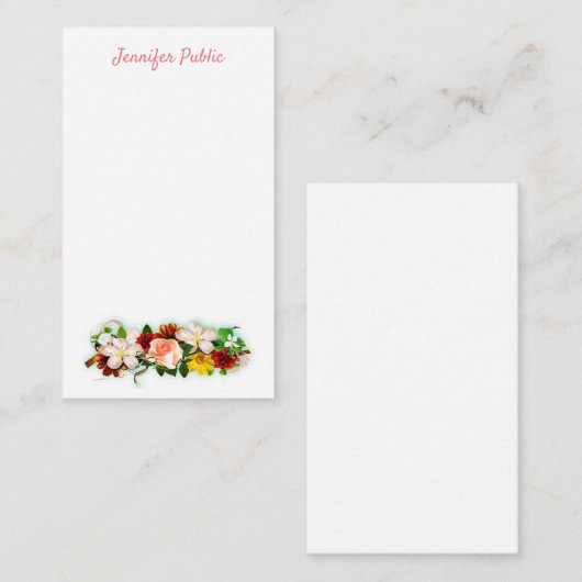 Handgeschriebene Skripttext-Watercolor-Blume-Elega Mitteilungskarte (Vorne/Hinten)