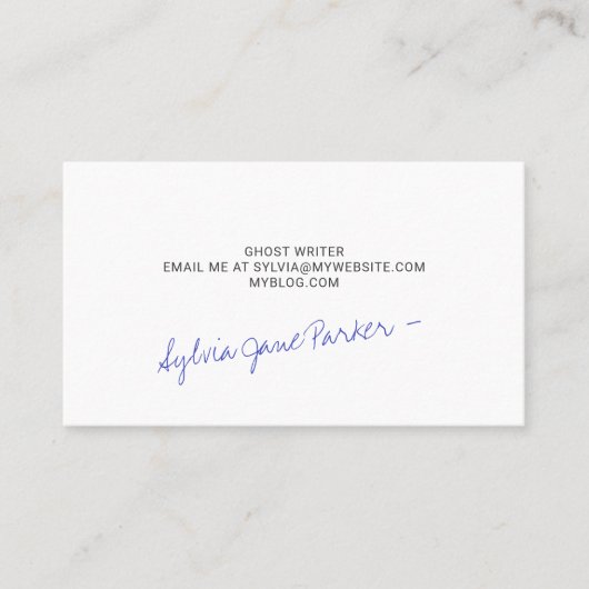 Handgeschriebene Skripttinte Blaue Signatur Einfac Visitenkarte (Vorderseite)