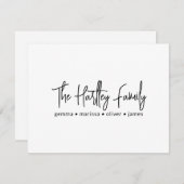 Handgeschriebene Skripttypografie-Familiennamen Mitteilungskarte (Vorne/Hinten)