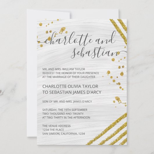 Handgeschriebene Skripttypografie Gold-Elegant Einladung (Vorderseite)