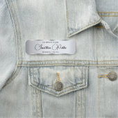 Handgeschriebene Skriptvorlage Elegant Silver Cust Namensschild (Beispiel)
