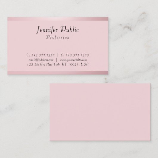 Handgeschriebene Skriptvorlage Elegante Rose Gold Visitenkarte (Vorne/Hinten)