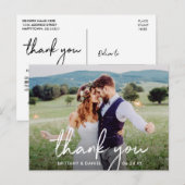 Handgeschriebene SkriptWedding Danke Foto Postkarte (Vorne/Hinten)