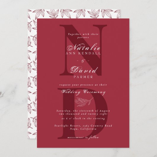 Handgeschriebene Solid Color Elegante Hochzeit im  Einladung (Vorne/Hinten)