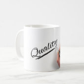 Handgeschriebene Tasse der Qualität (Vorderseite Links)