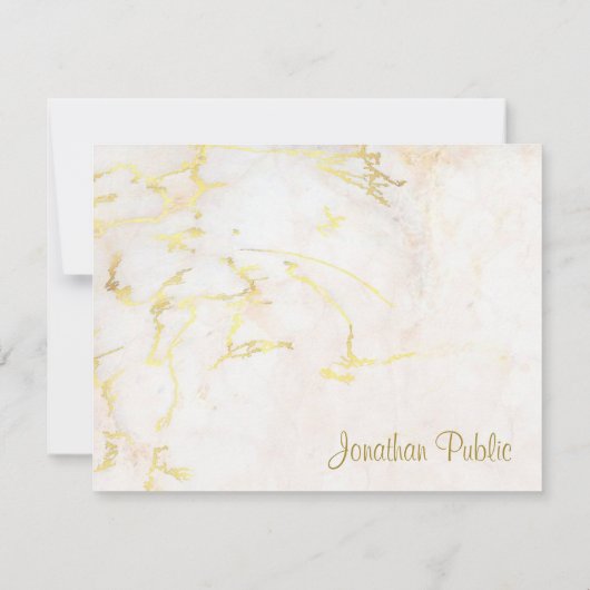 Handgeschriebene Template Gold Script Text Marble Mitteilungskarte (Rückseite)
