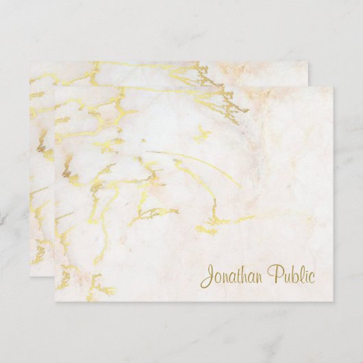 Handgeschriebene Template Gold Script Text Marble Mitteilungskarte (Vorne/Hinten)
