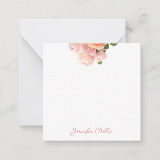 Handgeschriebene Template-Watercolor-Rose-Elegant Mitteilungskarte (Vorderseite)
