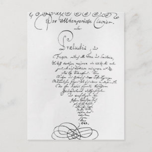 Handgeschriebene Titelseite des Brunnen Tempered Postkarte