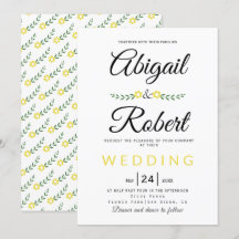 Handgeschriebene Typografie gelbe Blumen Hochzeit