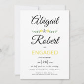 Handgeschriebene Typografie gelbe Blumen Verlobung Einladung (Vorderseite)