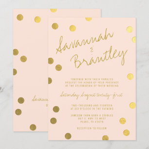 Handgeschriebene Typografie Gold Foil Confetti Wed Einladung
